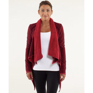 LULULEMON Presence of Mind Jacket Women Sz 6 Red Fleece Athleisure Sporty Chic